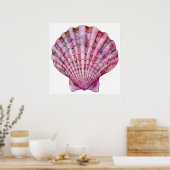 Levendige waterverf roze zeeschelp illustratie poster (Keuken)