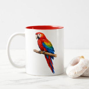 Levendige Waterverf Scarlakenvogel Dubbelzijdige M Tweekleurige Koffiemok