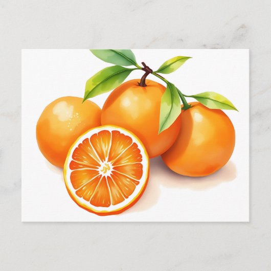 Levendige Waterverf Sinaasappels Briefkaart (Voorkant)