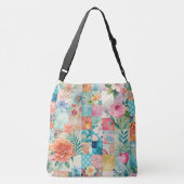 Levendige Waterverf Spring Floral Patchwork Seamle Crossbody Tas (Achterkant)