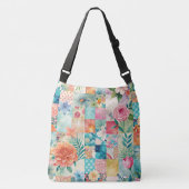 Levendige Waterverf Spring Floral Patchwork Seamle Crossbody Tas (Voorkant)