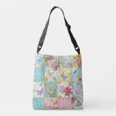 Levendige Waterverf Spring Floral Patchwork Seamle Crossbody Tas (Achterkant)