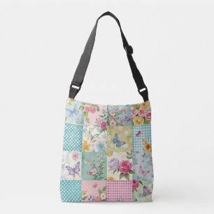 Levendige Waterverf Spring Floral Patchwork Seamle Crossbody Tas