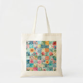 Levendige Waterverf Spring Floral Patchwork Seamle Tote Bag (Voorkant)