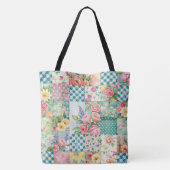Levendige Waterverf Spring Floral Patchwork Seamle Tote Bag (Achterkant)