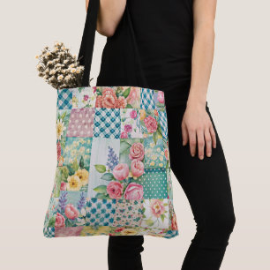 Levendige Waterverf Spring Floral Patchwork Seamle Tote Bag