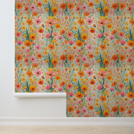 Levendige Waterverf Spring Floral Peel en Stick Behang