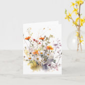 Levendige Waterverf Spring Mix Bloemen vieren Kaart (Gele Bloem)