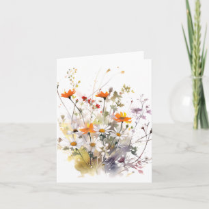 Levendige Waterverf Spring Mix Bloemen vieren Kaart