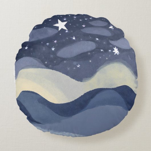 Levendige Waterverf ster glanzend rond kussen (Voorkant)