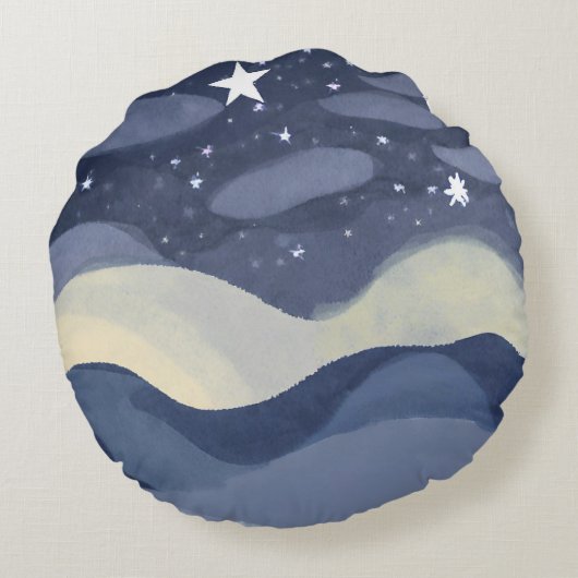 Levendige Waterverf ster glanzend rond kussen (Achterkant)