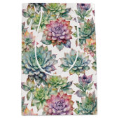 Levendige Waterverf Succulenten Roze & Mint Medium Cadeauzakje (Voorkant)