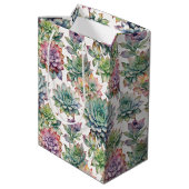 Levendige Waterverf Succulenten Roze & Mint Medium Cadeauzakje (Achterkant Gekanteld)