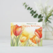 Levendige waterverf tulp Gefeliciteerd met je verj Briefkaart (Staand voorkant)