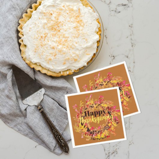 Levendige Waterverf val bladeren krans Thanksgivin Servet