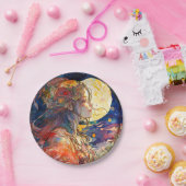 Levendige Waterverf van Bord van Girl en Moon Pape (Feest)