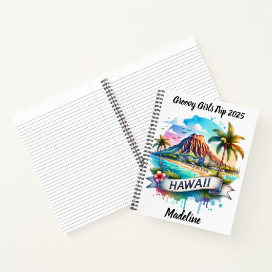 Levendige waterverf van het landschap van Hawaï Notitieboek (Binnen)