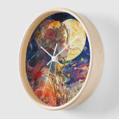 Levendige Waterverf van meiden- en moonwandklok (Hoek)
