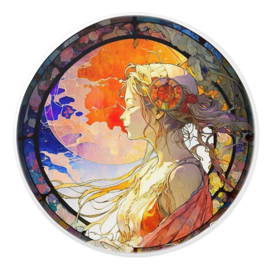 Levendige Waterverf van Meisje Keramische Knob Keramische Knop (Voorkant)