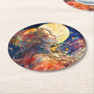 Levendige Waterverf van Onderzetter van Girl en Mo