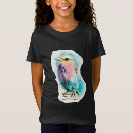 Levendige Waterverf Vogel Zwarte Grafische T-shirt