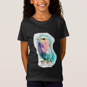 Levendige Waterverf Vogel Zwarte Grafische T-shirt