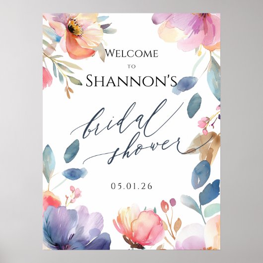 Levendige Waterverf Welkom Bruids Teken Poster (Voorkant)
