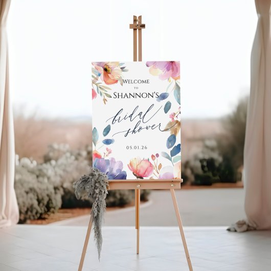 Levendige Waterverf Welkom Bruids Teken Poster