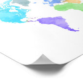 Levendige Waterverf Wereldkaart Poster - Regenboog (Hoek)