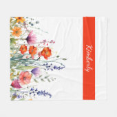 Levendige Waterverf Wilde Bloemen Persoonlijk Fleece Deken (Voorkant (Horizontaal))