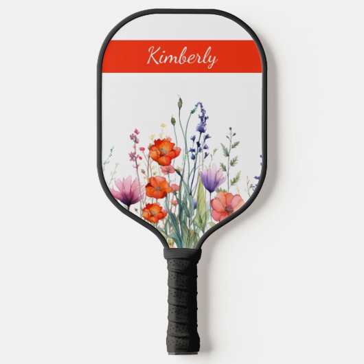 Levendige Waterverf Wilde Bloemen Persoonlijk Pickleball Paddle (Voorkant)