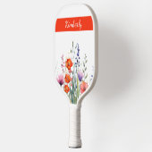 Levendige Waterverf Wilde Bloemen Persoonlijk Pickleball Paddle (Links)