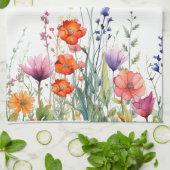 Levendige Waterverf Wilde Bloemen Persoonlijk Theedoek (Gevouwen)