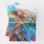 Levendige Waterverf Zee Schildpad Decoupage Inpakpapier Vel (In situ)