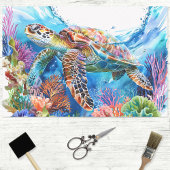 Levendige Waterverf Zee Schildpad Decoupage Tissuepapier