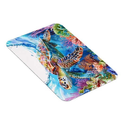 Levendige Waterverf Zee Turtle Flexible Magneet (Rechterzijde)