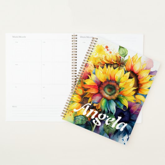 Levendige Waterverf Zonnebloem Planner (Display)