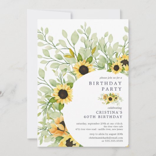 Levendige Waterverf Zonnebloem Verjaardagsfeest Kaart (Voorkant)