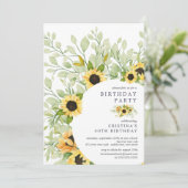 Levendige Waterverf Zonnebloem Verjaardagsfeest Kaart (Staand voorkant)