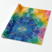 Levendige waterverfauregen met gouden aders cadeaupapier (Uitgerold)