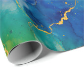 Levendige waterverfauregen met gouden aders cadeaupapier (Rol Hoek)