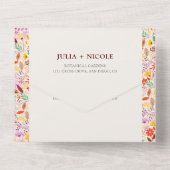 Levendige Waterverven Zomertulp Bloemen Bruiloft All In One Uitnodiging (Achterkant)