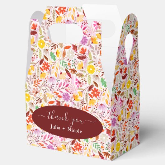 Levendige Waterverven Zomertulp Bloemen Bruiloft Bedankdoosjes (Geopend)