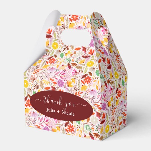 Levendige Waterverven Zomertulp Bloemen Bruiloft Bedankdoosjes (Voorkant Zijde)