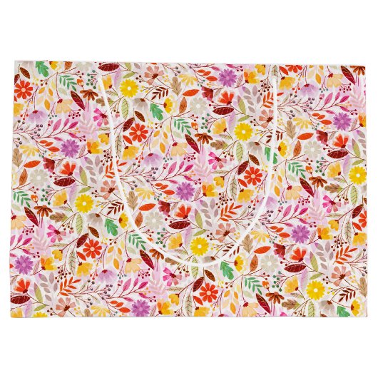 Levendige Waterverven Zomertulp Bloemen Bruiloft Groot Cadeauzakje (Achterkant)