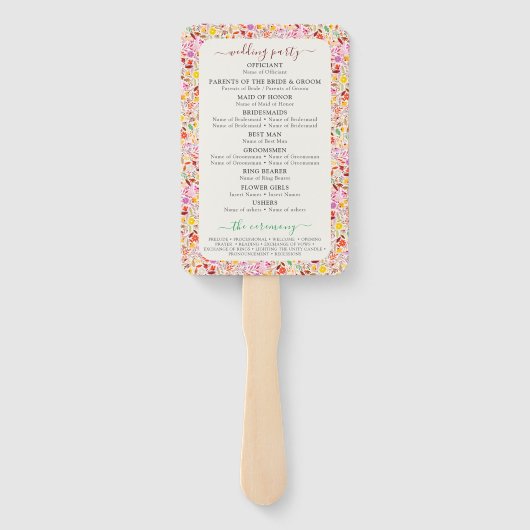 Levendige Waterverven Zomertulp Bloemen Bruiloft Handwaaier (Achterkant)