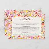 Levendige Waterverven Zomertulp Bloemen Bruiloft Informatiekaartje (Voorkant / Achterkant)