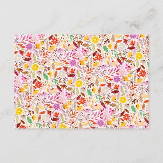 Levendige Waterverven Zomertulp Bloemen Bruiloft Informatiekaartje (Achterkant)