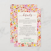 Levendige Waterverven Zomertulp Bloemen Bruiloft Informatiekaartje (Voorkant / Achterkant)