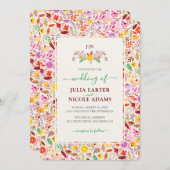 Levendige Waterverven Zomertulp Bloemen Bruiloft Kaart (Voorkant / Achterkant)